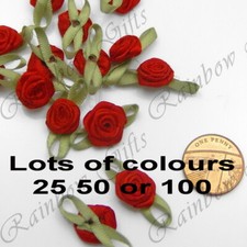RIBBON ROSE BUDS, SATIN ROSEBUD FLOWERS - LAST CHANCE TO BUY