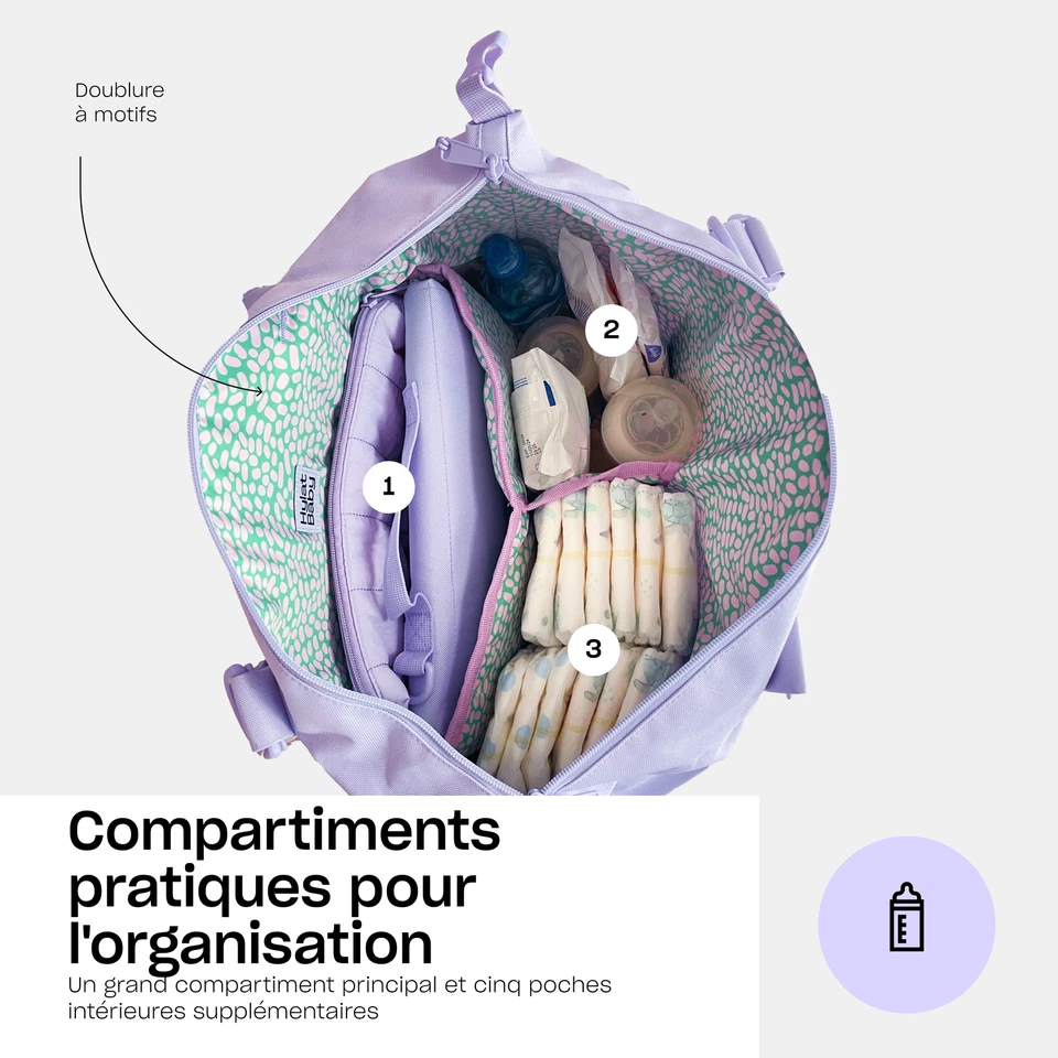 Hylat Baby Sac à Langer Élégant pour Maman - polyvalent et léger - Lilas - Photo 3/4