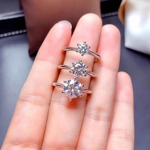 1-10ct D VVS1 Moissanite Engagement Wedding Ring For Women 18K White Gold Plated - Bild 8 von 15