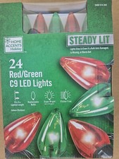 C9 LED String Lights Home Accents Holiday 25 Lights 15ft Red Green NEW