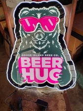GOOSE ISLAND BEER HUG LED BAR SIGN MAN CAVE LIGHT NEW BEAR WITH 3 D GLASSES W@W