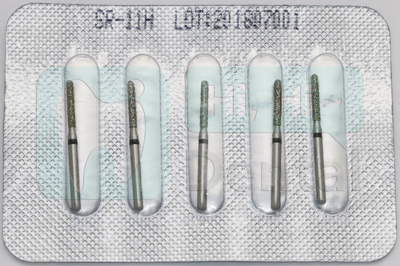 Lot De 50 Fraises Diamantées Dentaires Cylindriques à Bout Rond HiHiDental 881/012SC - Grain Super Grossier (FG)