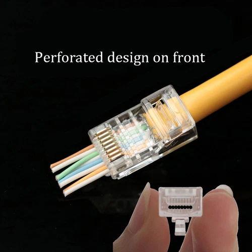 100Pcs RJ45 CAT6 Network Modular Plug 8P8C CAT6 Cable Connector End Pass Through