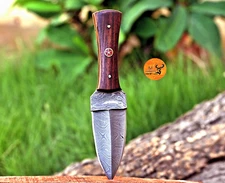 CUSTOM MADE HAND FORGED DAMASCUS STEEL FIX BLADE THROWING BOOT KNIFE 869