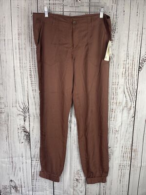 NWT JOLT Women BROWN SZ 13 ELASTIC BOTTOM Belted t Boho Joggers Pants_3512