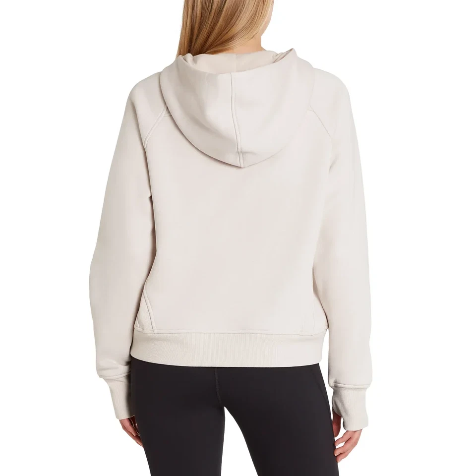 Danskin Ladies' Mixed Rib Cozy Half Zip Hoodie | Moonbeam (Tan) | Size-Small - Image 3 of 3