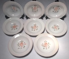 Satz Von 8 Teller Suppen- Vintage Signiert Niderviller Rosa Maria D 19 CM