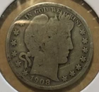 1908-D Barber Half Dollar USA Silver 50c Coin #2027
