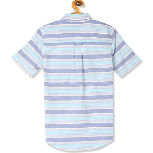 The Children's Place boy Short Sleeve Striped Chambray Button Down Shirt - Picture 2 of 5