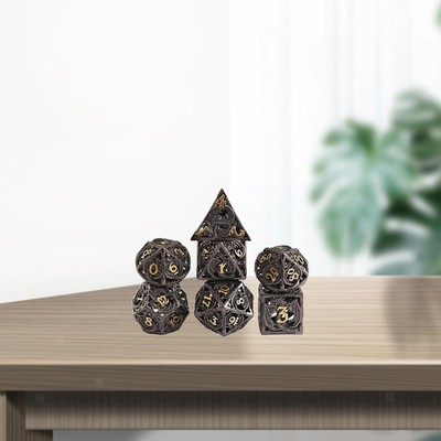 Dolity 7-teiliges hohles Metall DND Würfel Set mit Tragetasche für D&D PRG Matheunterricht