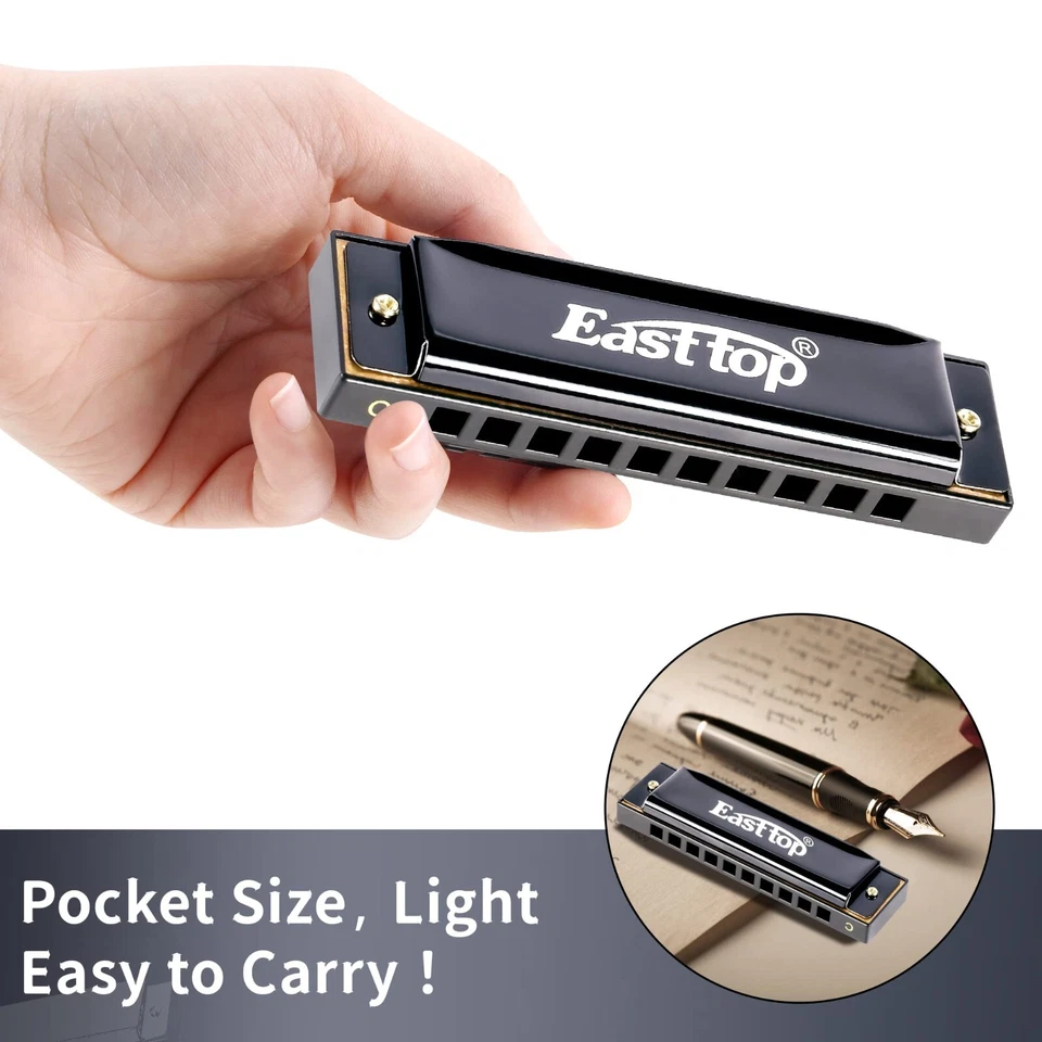 EASTTOP 10Hole Harmonica Diatonic Harmonica Key of C Blues Harp Mouth Organ Gift - Image 2 of 4
