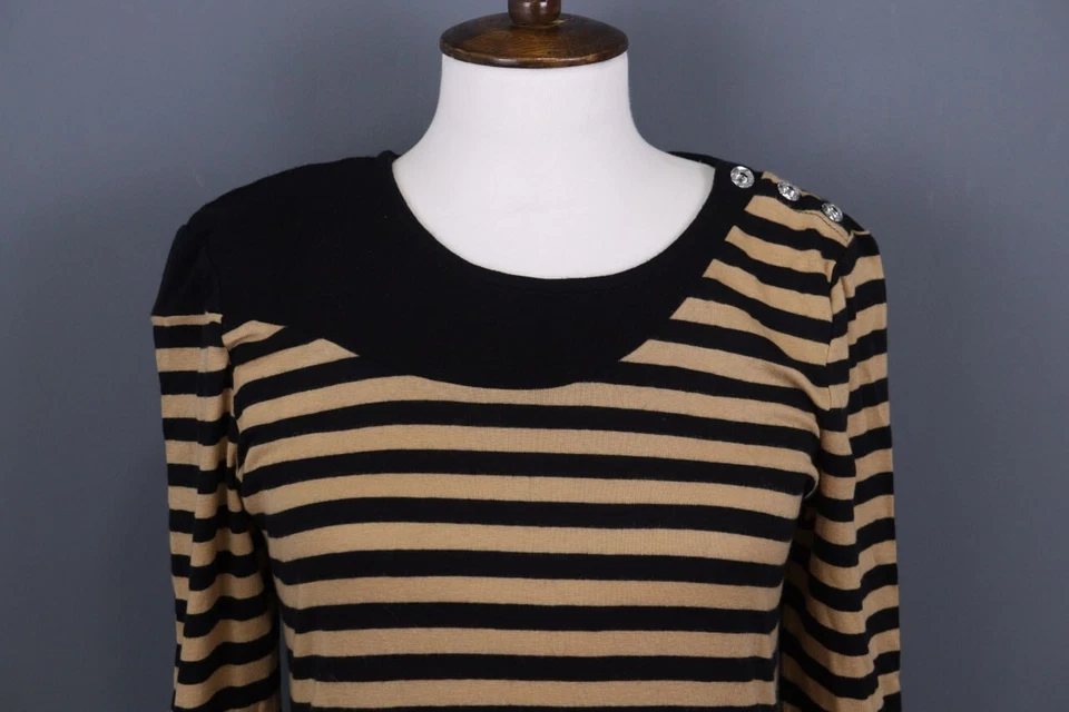 Vestido ceñido al cuerpo de lana a rayas marrón SONIA by SONIA RYKIEL talla M Foto 4 de 4