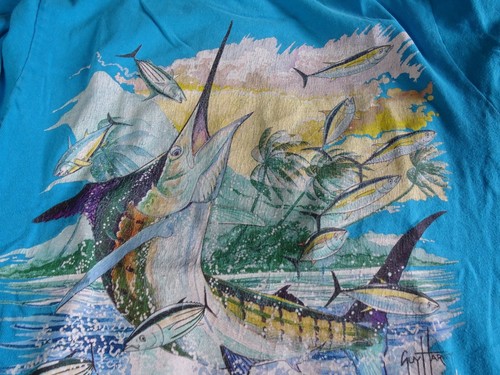Guy Harvey Outdoor Fishing T-shirt Sz Small Big Back Swordfish Marlin Graphic - Picture 8 of 8