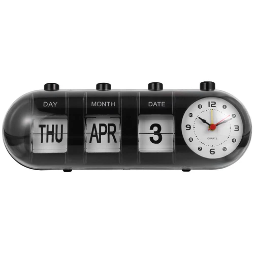 Perpetual Desk Calendar with Clock Manual Desktop Calendar Digital Date Month - Picture 3 of 13