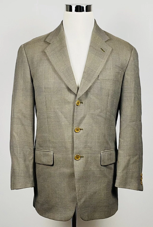 Ejemplo x Abrigo Deportivo Missoni 38R Para Hombres Beige Glen Cuadros 100% Lana Tres Botones Foto 2 de 4