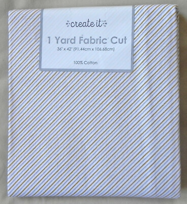 Holiday ''1 Yard Fabric Cut'' by Create It, Gold & Silver Stripes, 100% Cotton New
