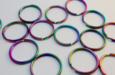 Iridescent Split Key Rings 25mm 1'' diameter Shimmery Rainbow Color  Chroma