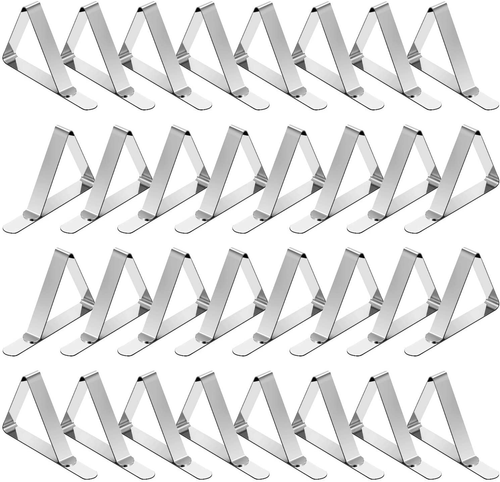 Tripole Tablecloth Clips 32 Pack Stainless Steel Table Cover Clamps Skirt Clips - Picture 11 of 12