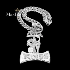 HIP HOP HYPNOTIZE MINDS CZ ICED PENDANT & 10mm 18"~ 30" CUBAN CHAIN NECKLACE