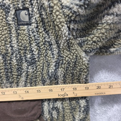 Carhartt Pullover Hoodie Youth Large Sherpa Fleece Camo Green Brown TS6299-B - Picture 8 of 10