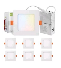 6 Pack ASD-JBS-4D12AC LED Square Recessed Mini Panel. 2" White. Brand New. 