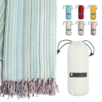 Turkish Beach Towel 39x71 - Quick Dry, Sand Free, Lightweight Travel Bag