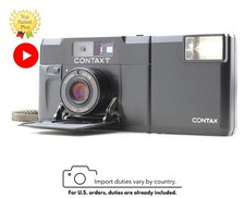 MINT w/ Strap Contax T Black Rangefinder 35mm Film Camera T14 Flash From JAPAN