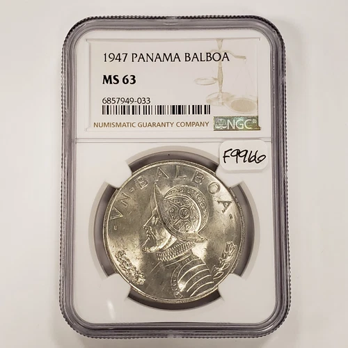 1947 Panama 1 Balboa - NGC MS 63 - SKU-F9966