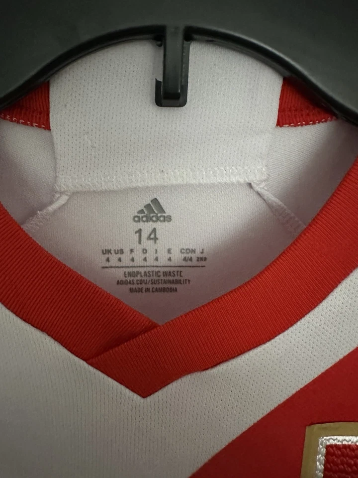 Camiseta local de fútbol nacional Perú blanca/roja sin nombre versión para aficionados niños talla 14 Foto 2 de 3
