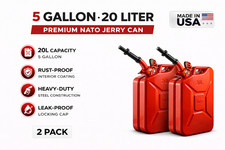 Wavian 20L 5 Gallon NATO Steel Jerry Can w/ Spout Red 2 Pack 