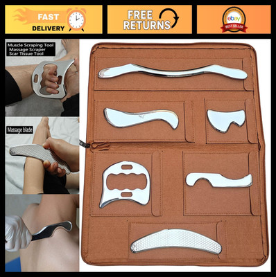 Stainless Steel Gua Sha Scraper Set - 6pcs IASTM Massage Tools for Soft Tissue R