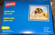 STAPLES PHOTO PLUS GLOSS PAPER 60 SHEETS 4" X 6" Item 648177 NEW SEALED
