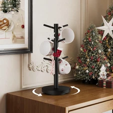 Coffee Mug Holder Tree, Upgraded 360° Rotated Cup Holder for Counter, Wood Mug R