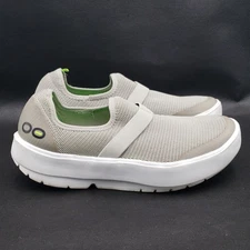 OOFOS OOmg Low Mesh Slip On Recovery Shoes Gray Green Comfort Walking Sneaker