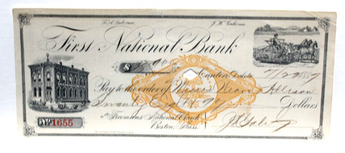 1887 BOSTON, MASS FIRST NATIONAL BANK LARGE BRIGHT XF + VERY NICE CRISP CC PAID