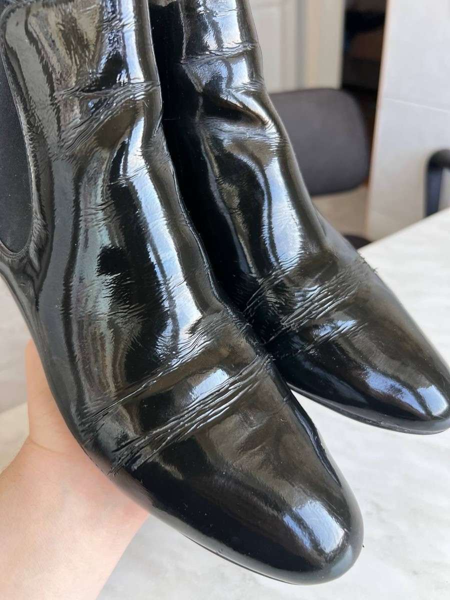 Vintage Prada Milano Chelsea Boots Women's Size 37 Black Patent
