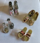 Vintage BARBIE / Clone Doll GOLD & SILVER High Heel MULES & Pilgrim Heels Shoes