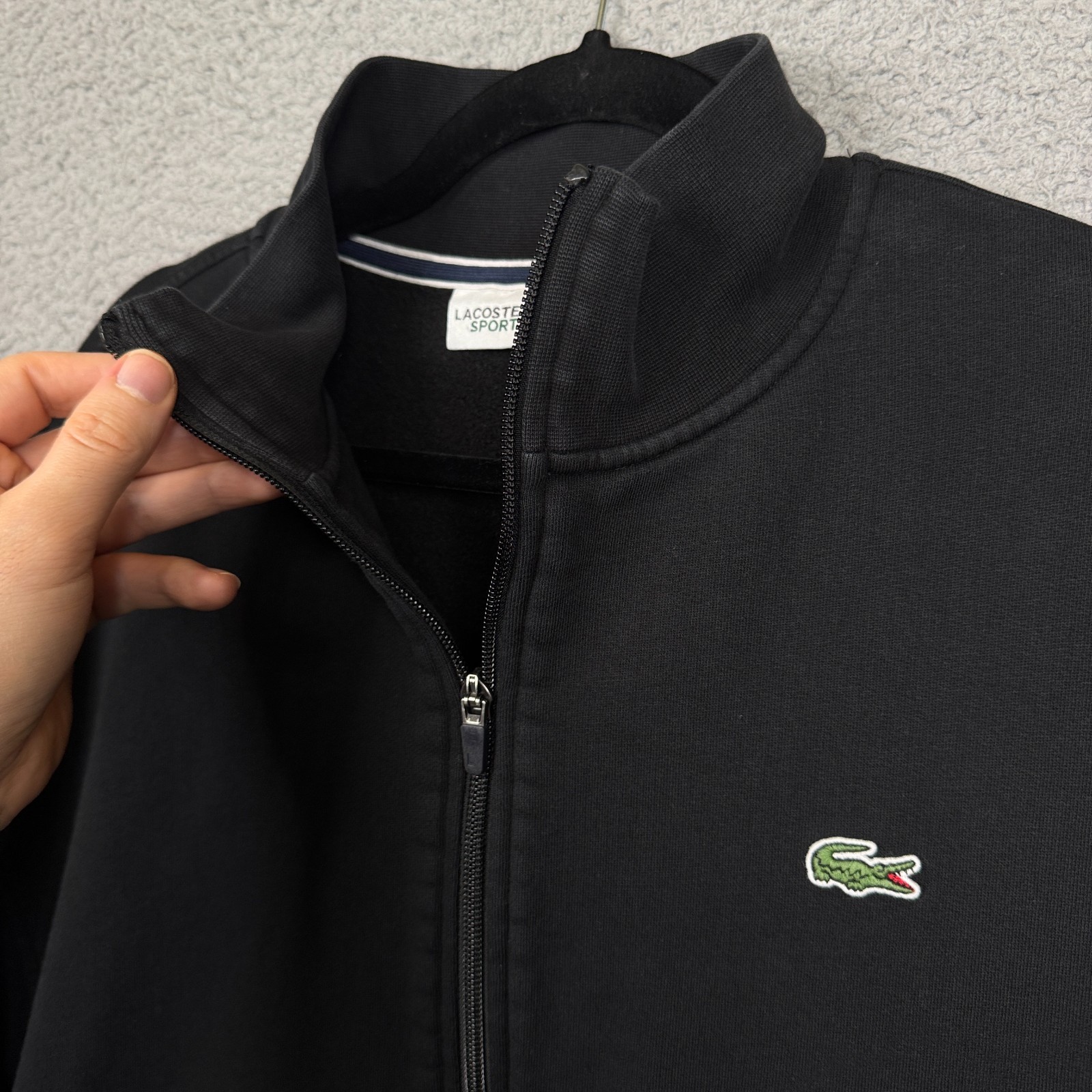 Lacoste Sport Sweatshirt Mens 2XLT Black Full Zip Jacket Athletic Lounge Preppy  thumbnail 3