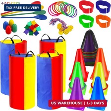 53 Pieces Outdoor Lawn Game Carnival Toss Set Potato Sack Race Bags Egg and Spoo