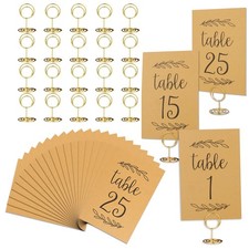 25 Sets Kraft Gold Wedding Table Numbers 125 Place Cards Holders Signs