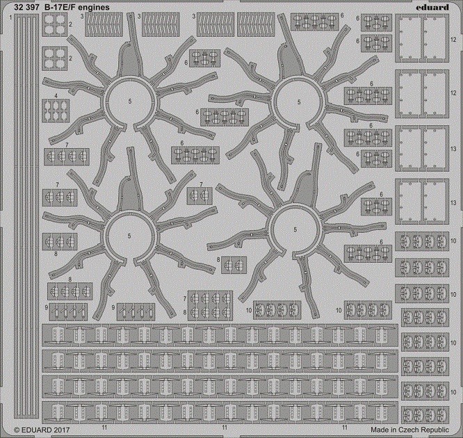 Eduard Accessories 32397 - 1:32 B-17E/F Engines For Hkm - Etched Set - New