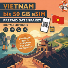 eSIM Vietnam Prepaid SIM Karte 1-50GB 4G LTE Asia Reise Daten QR Sofort Versand
