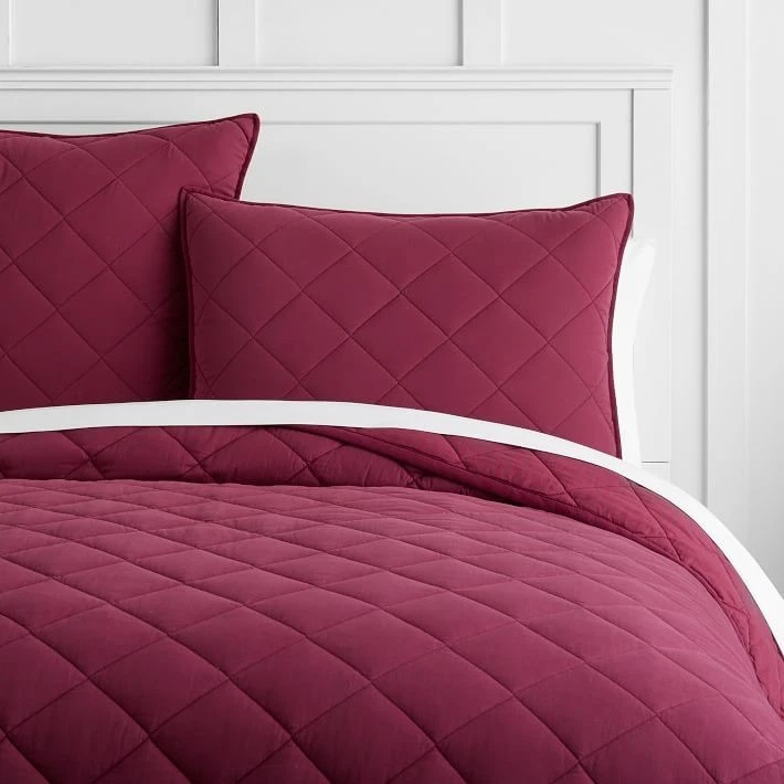 Pottery Barn Finley Diamond Quilt Set Deep Red King 2 Standard Shams Teen 3pc🦩 - Image 3 of 4