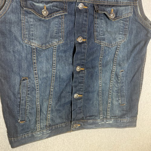 EVOLUTION IN DESIGN Distressed Blue Jeans Denim ärmellose Weste Gr. 2XL XXL - Bild 7 von 9