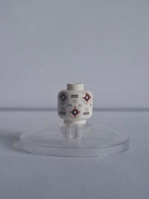 Minifigure, Head without Face with Light Bluish Gray Circles, Dark Red Crosshair