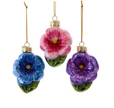 Kurt Adler Garden Glass Pansies Ornaments Set C7773