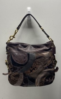 Coach Brown Bronze Vintage 2000s Patchwork Hobo Shoulder Bag Brass Hardware