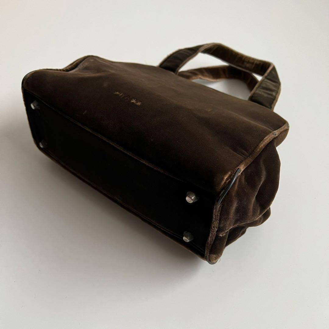 Prada Velvet Tote Bag Brown Velours Logo Handbag Archive Vintage