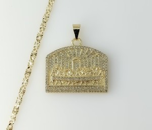 Authentic Last Supper Jesus Gold Plated 4mm Chain Necklace Oro Ultima Cena Dije Cadena