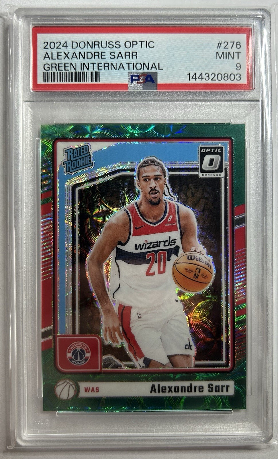 2024-25 Panini Donruss Optic Alexandre Sarr #276 Green International /25 PSA 9